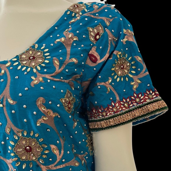 New, Never worn. Beautiful Blue & Red Salwar Kameez suit with Dupatta. - Picture 8 of 16